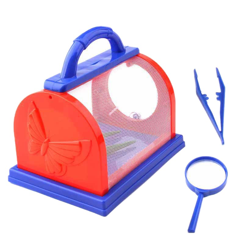 Children's Outdoor Exploration Insect Observation Cage Insect Collection Box for Small Insect Collection Tools Toys: Red Blue