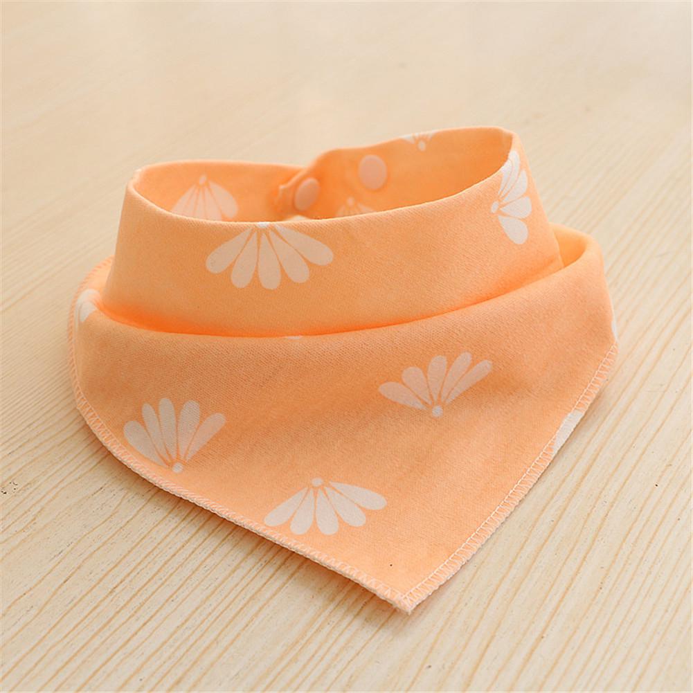 Kuulee Baby Cute Printing Patterns Double-layer Snap Button Bib Triangle Towel: Orange petals