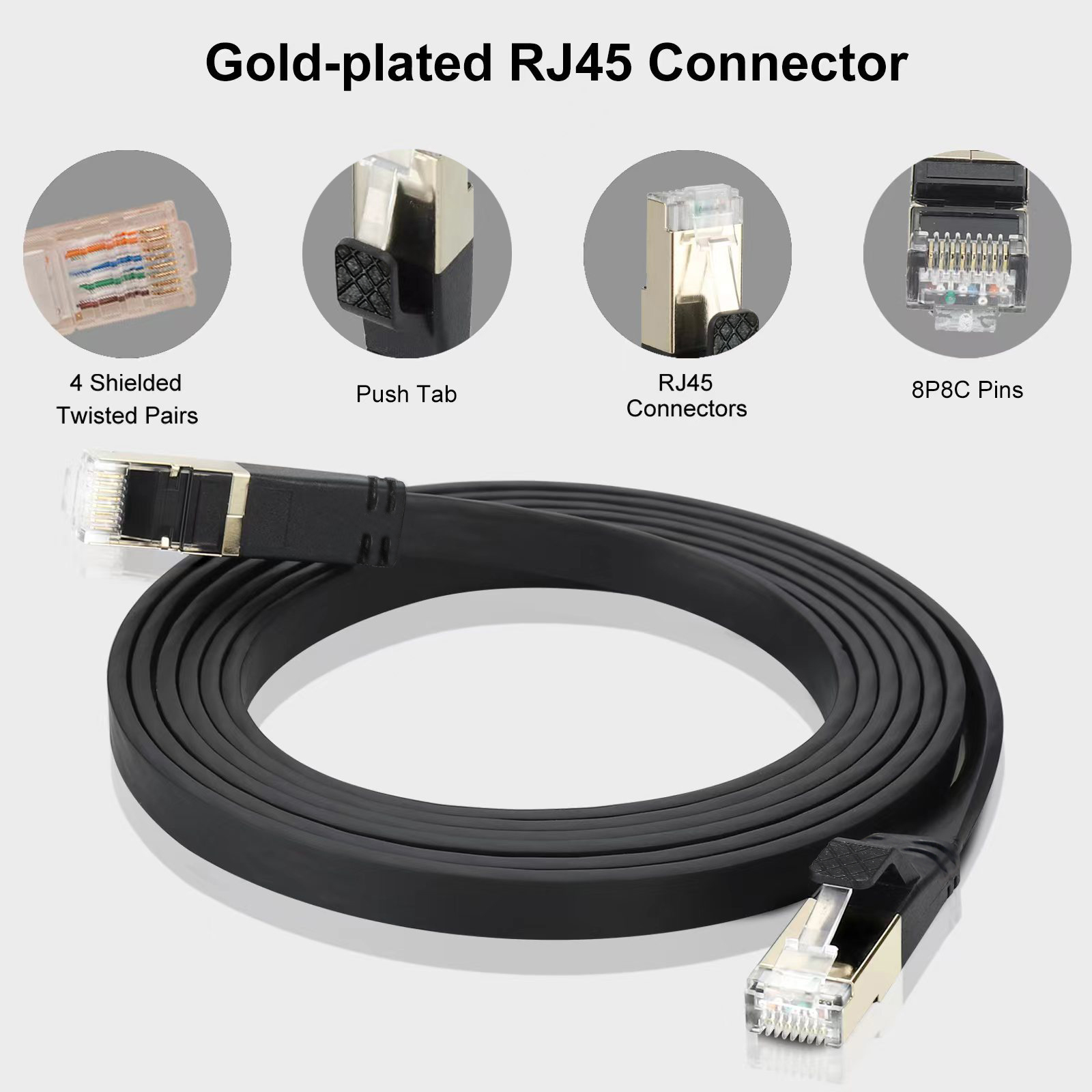 40 Gbit/s Katze8-Ethernet-Kabel RJ 45 10 15 20 Meter Katze 8 2000 MHz Hochgeschwindigkeits-Internet-Flachnetzkabel Weiß 8 m 5 m 3 m 2 m 1 m RJ45