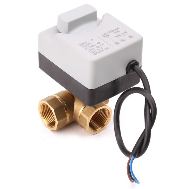 Ac220V Dn20 válvula de bola motorizada eléctrica de 3 vías tres cables dos Control para aire acondicionado válvula de bola del actuador eléctrico
