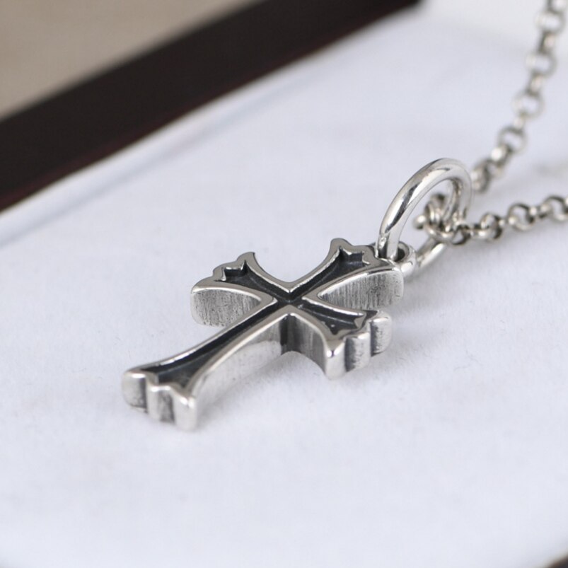S925 Sterling Zilveren Retro Eenvoudige Kruis Hanger Voor Man Vrouw Echte Zilveren Christus Jezus Kruis Hanger Sieraden