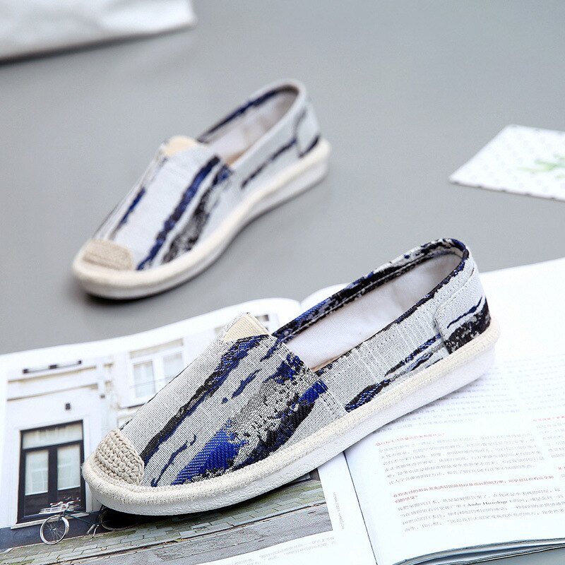 Lässige Halbschuhe Beleg Auf Wohnungen Fischer Schuhe Frau lässig Sommer Herbst Leinwand Espadrilles Damen Leichte Schuhe Atmungsaktiv