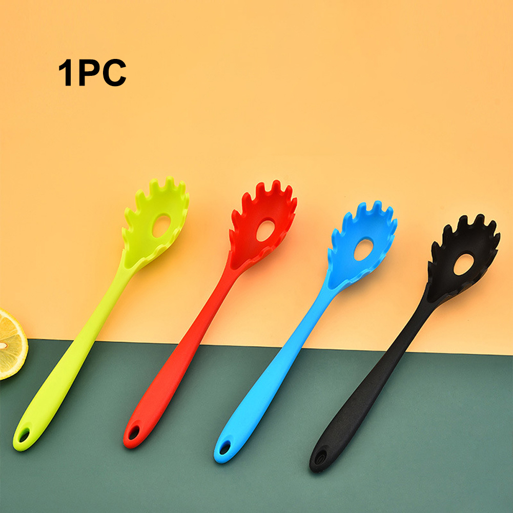 Spoon Heat Resistant Noodle Pasta Fork Home Kitchen Cooking Tool Soft Silicone Long Handle Practical Mini Portable Ergonomic
