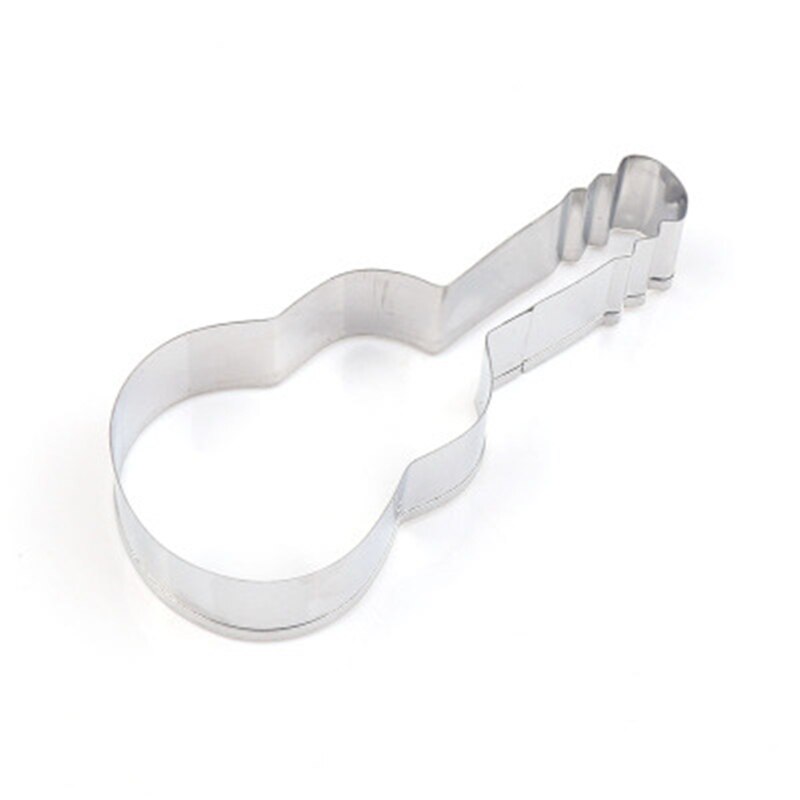 Gitaar Cookie Cutter Rvs Cut Snoep Biscuit Mold Koken Gereedschap Muziek Thema Metalen Muziekinstrument Cutters Mould