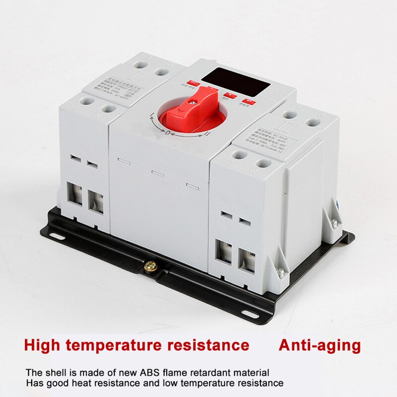 1 phase 2P ATS 63A Digital Programmable dual power automatic transfer switch with fire forced switching (active DC24V) output