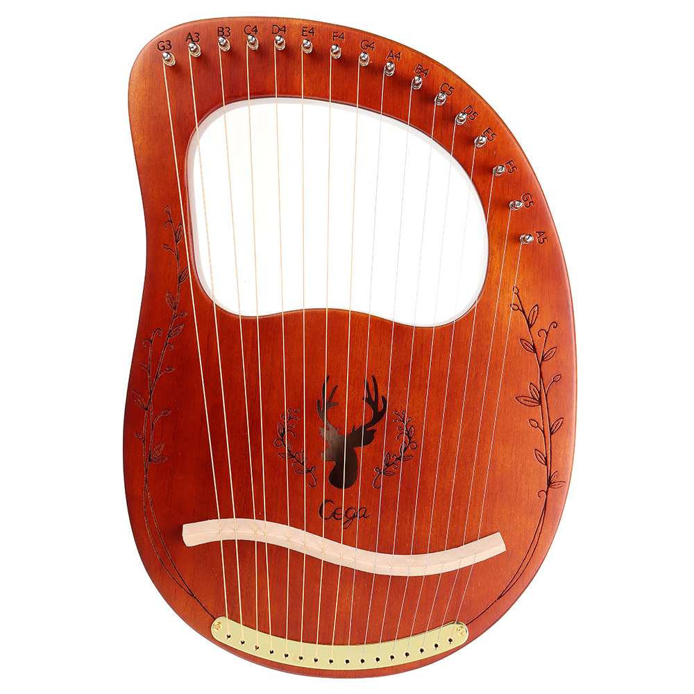 CEGA 16 strings Lyar Portable Mahogany Harp Mini Konghou Musical Instruments For Beginner: Brown