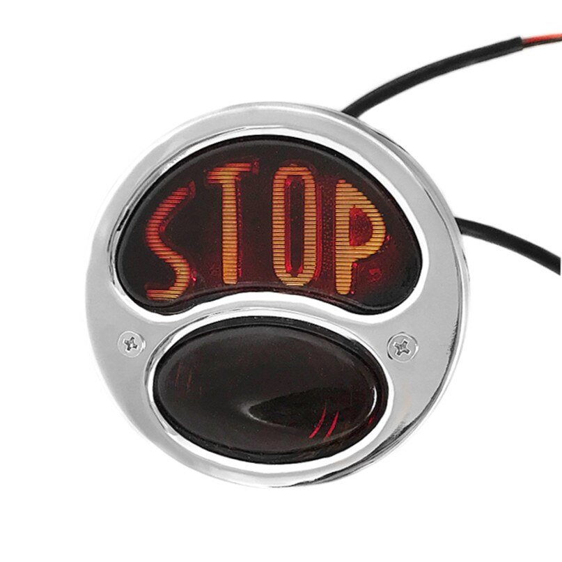 Feu arrière de moto Vintage classique chromé «Stop» pour Chopper robuste