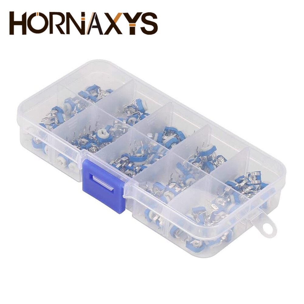 100 Uds RM065 Resistor ajustable potenciómetro Kit 500 - 1M Ohm multivuelta potenciómetro de ajuste Variable resistencias, Kit de bricolaje,