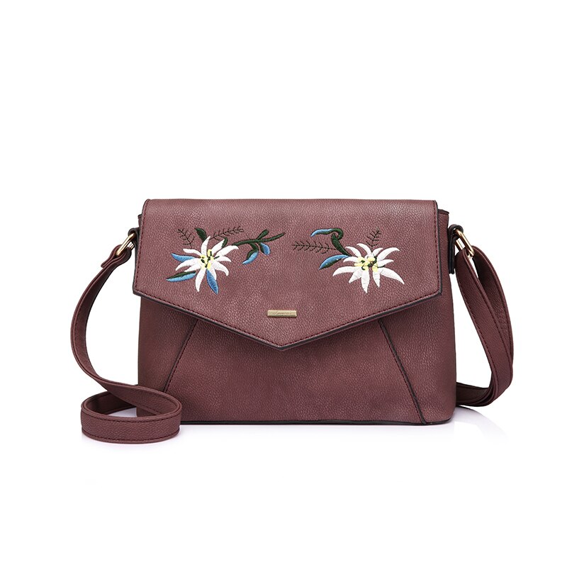 LOVEVOOK frauen schulter crossbody-tasche weibliche blume stickerei handtasche für frauen messenger taschen damen umschlag Satchel Handtasche PU: Purple