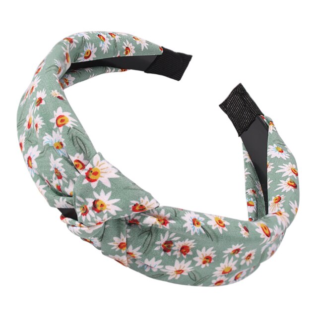 Eenvoudige Chiffon Hoofdband Voor Vrouwen Verse Bloem Brede Hoofdband Mode Haarband Kleurrijke Strik Vintage Haar Sieraden Accessoires: Light green