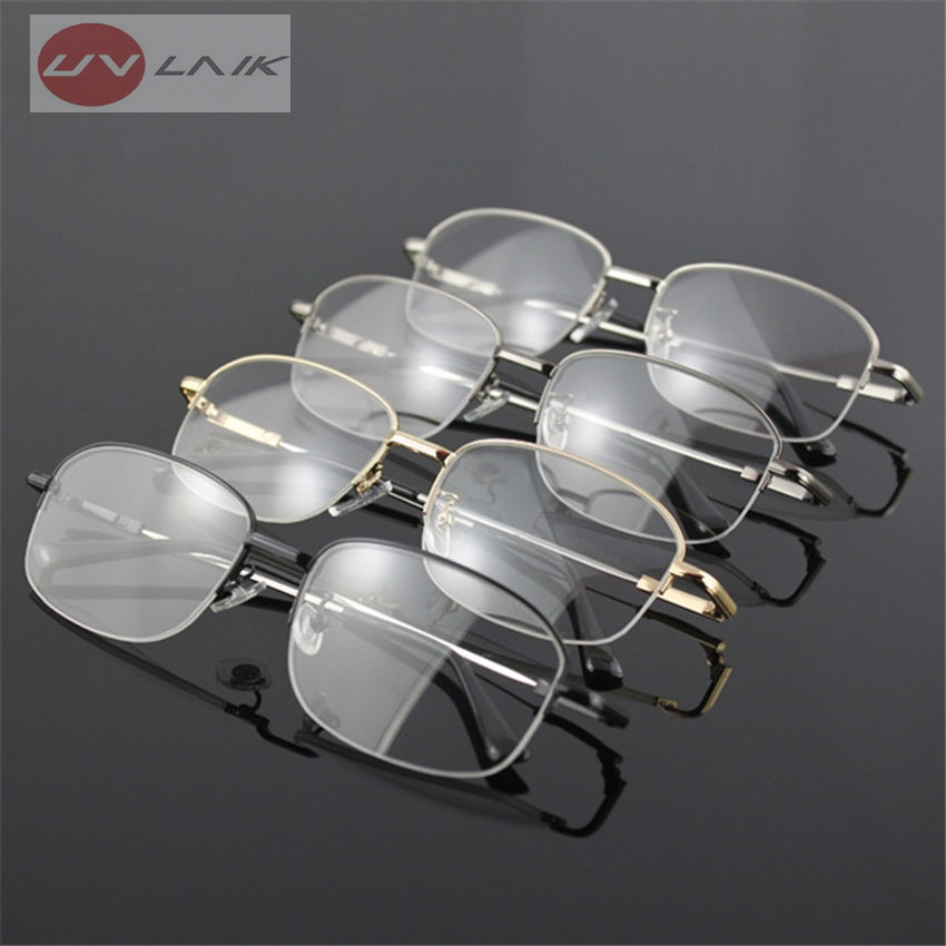 Gafas de titanio con memoria UVLAIK, montura de media aleación, montura de gafas ópticas para hombres y mujeres, monturas Retro de media montura, marcos de prescripción