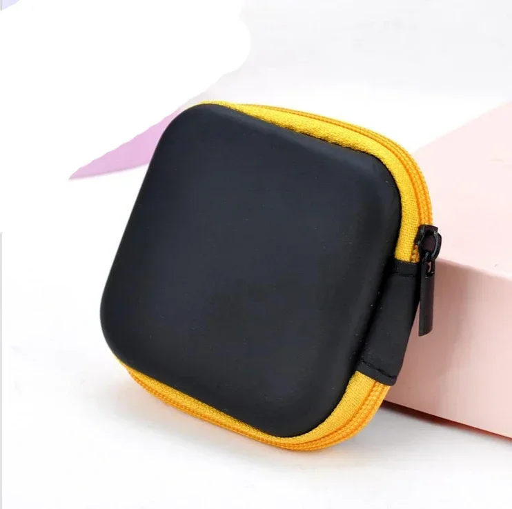 Nette freundlicher Mini Geldbörse Reißverschluss Brieftasche Frauen Damen Männer Reise Kopfhörer Schlüssel USB Kabel SD Karte Halfter Tasche fallen: Gelb