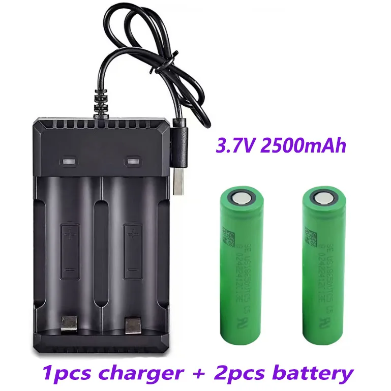 100% original 18650 Rechargable Battery 18650 3.7 V Battery for LED Lantern torch+USB Charger: light yellow