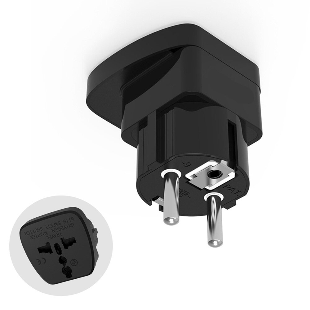 Universal Travel Adapter European Plug International Power Socket Wall Electrical Connector with Safety Shutter Adapter