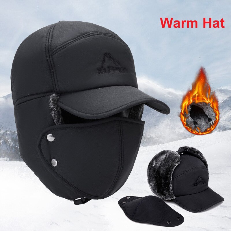 Sombrero cortavientos de piel sintética para hombre y mujer, sombrero abatible con orejas de bombardero, a prueba de viento, para Trooper, algodón, Color sólido