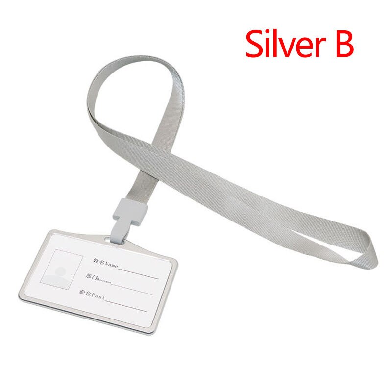 1Pc Aluminium Werk Naam Kaarthouders Visitekaartje Werk Card Id Badge Lanyard Houder Verticale Metalen Id Business case: Silver B