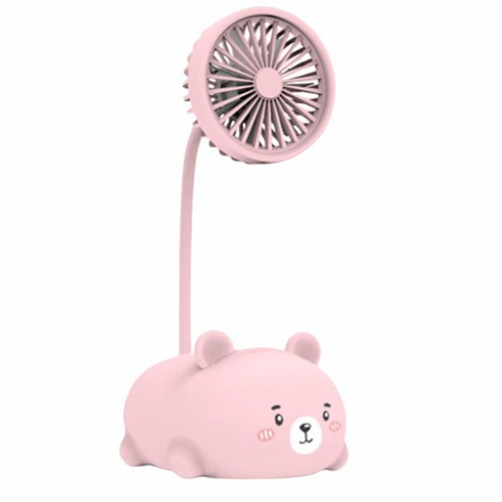 Mini blæser sød bærbar usb blæser gadget genopladelig praktisk luftkøling gadgets til udendørs hjem til powerbank til pc til bærbar: Lille bjørn pink