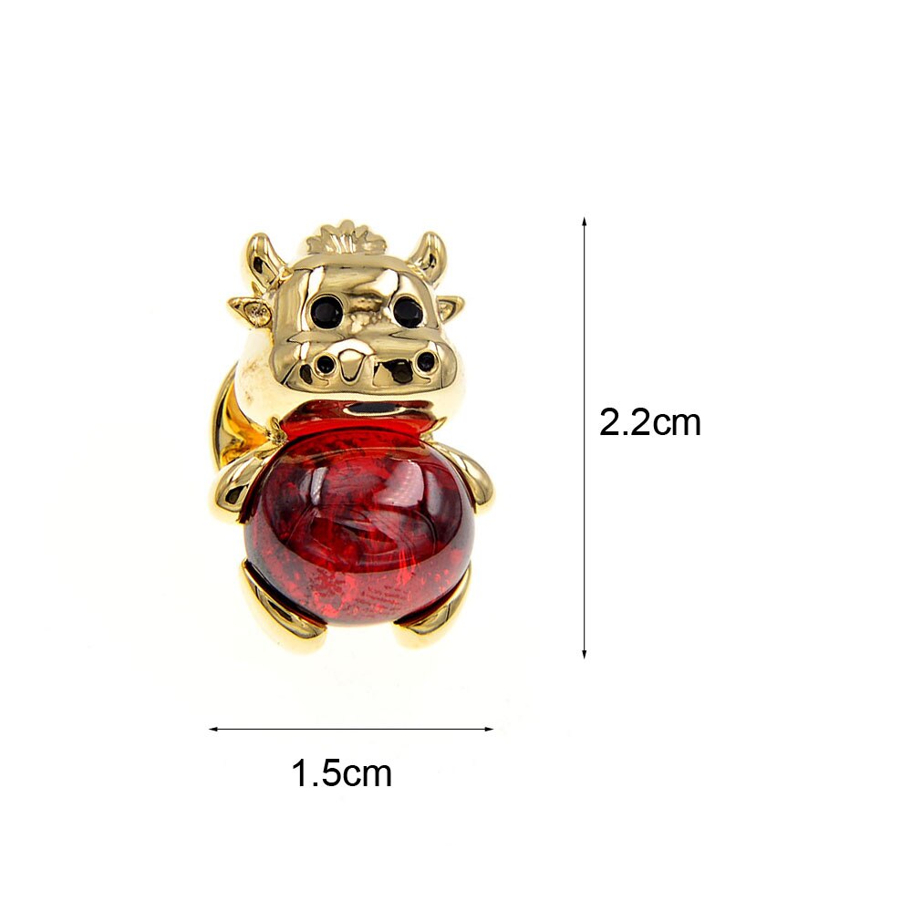 CINDY XIANG Crystal Bull Head Collar Pin Brooch Cubic Zirconia Cattle Brooches For Women And Men Small Zodiac Animal