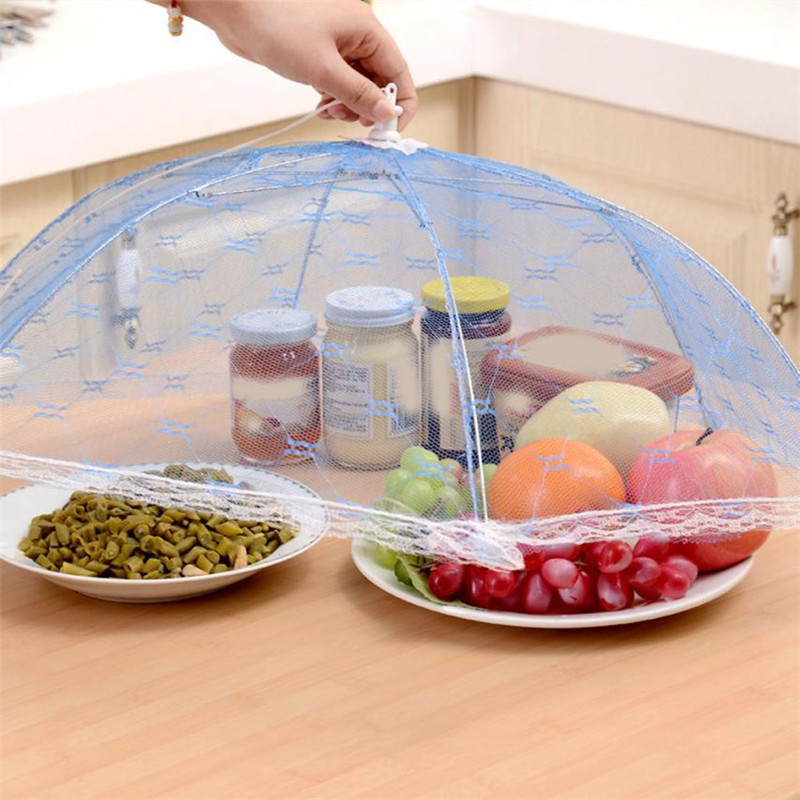 Cubierta hexagonal de encaje para mesa de comida de Estilo paraguas # H40 38CM, utensilios de cocina, gasa, tul, plato que cubre la tapa, color aleatorio