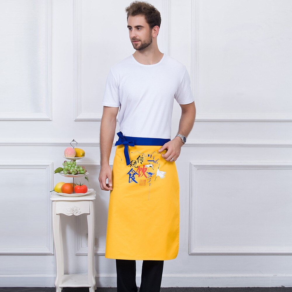 Delantal blanco negro de , , servicio de comida chino, restaurante, cafetería de cocina, panadería, Chef, camarero, delantales de limpieza