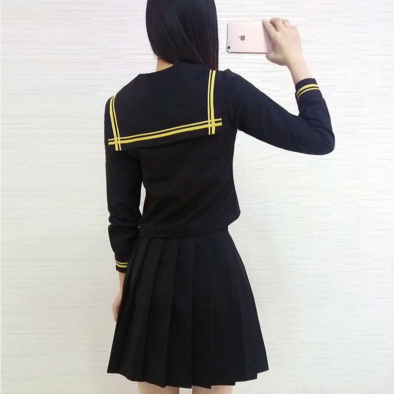Girls Japanese School Sailor Uniform Long Short Sleeve Classic Navy Sailor School Uniforms High School Outfit Suit U013