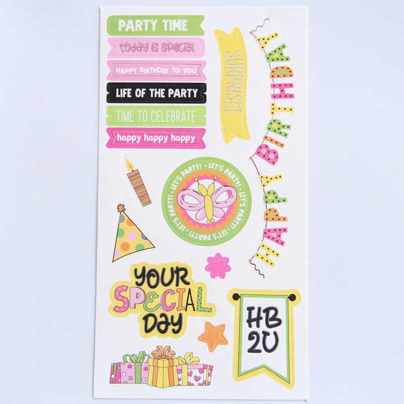 KLJUYP 4pc Birthday Girls Self- adhesive Paper Sticker for Scrapbooking Happy Planner/Card Making/Journaling Project