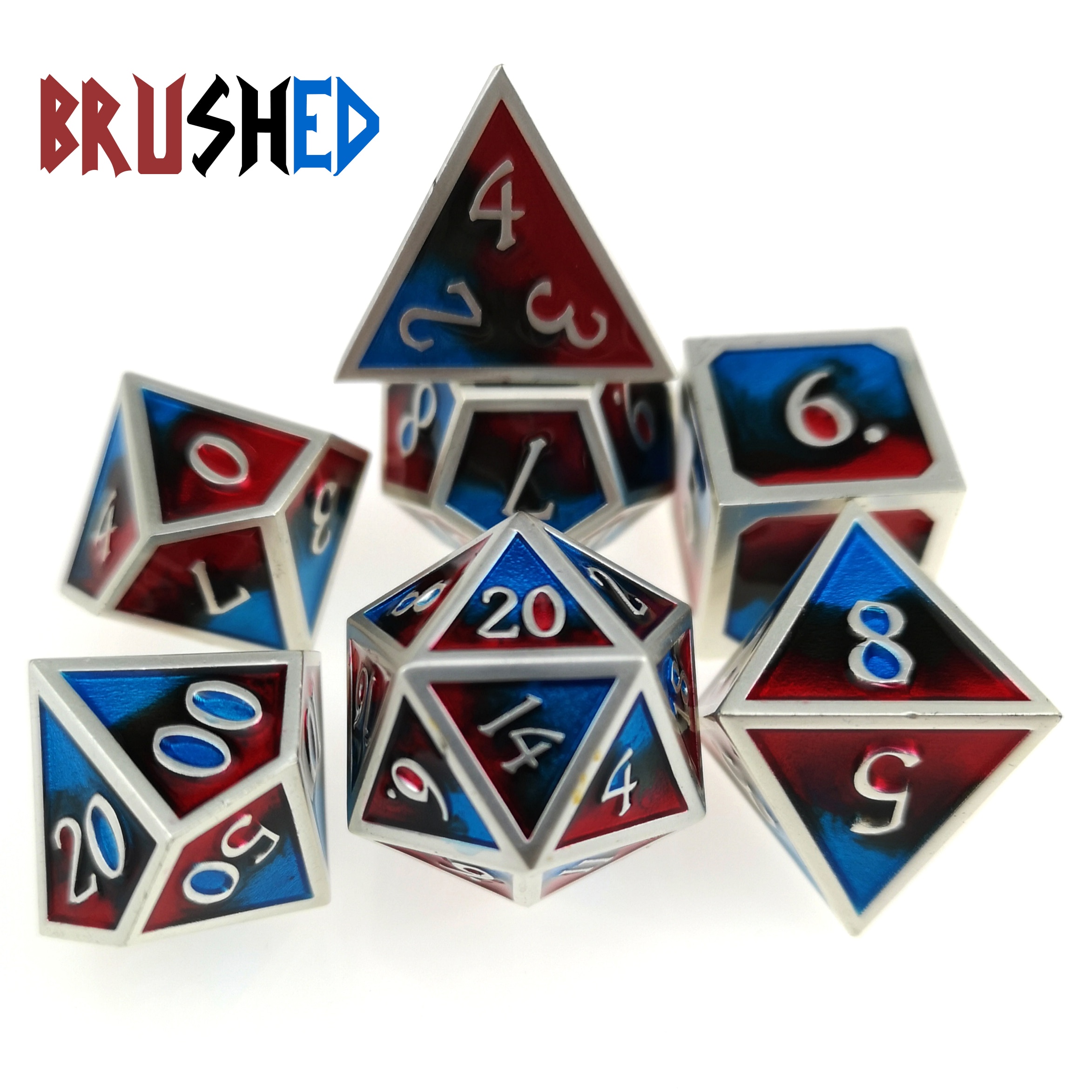 Rollooo DND Metal Dice Antique Copper 7-Die Set with Special Color & Font D4 D6 D8 D10 D% D12 D20 for Role Playing Games