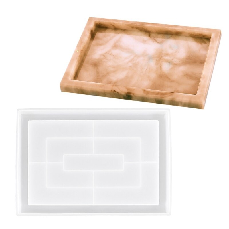 DIY Rectangle Flower Pot Tray Epoxy Resin Mold Large Plate Dinner Dish Tray Mold N1HA