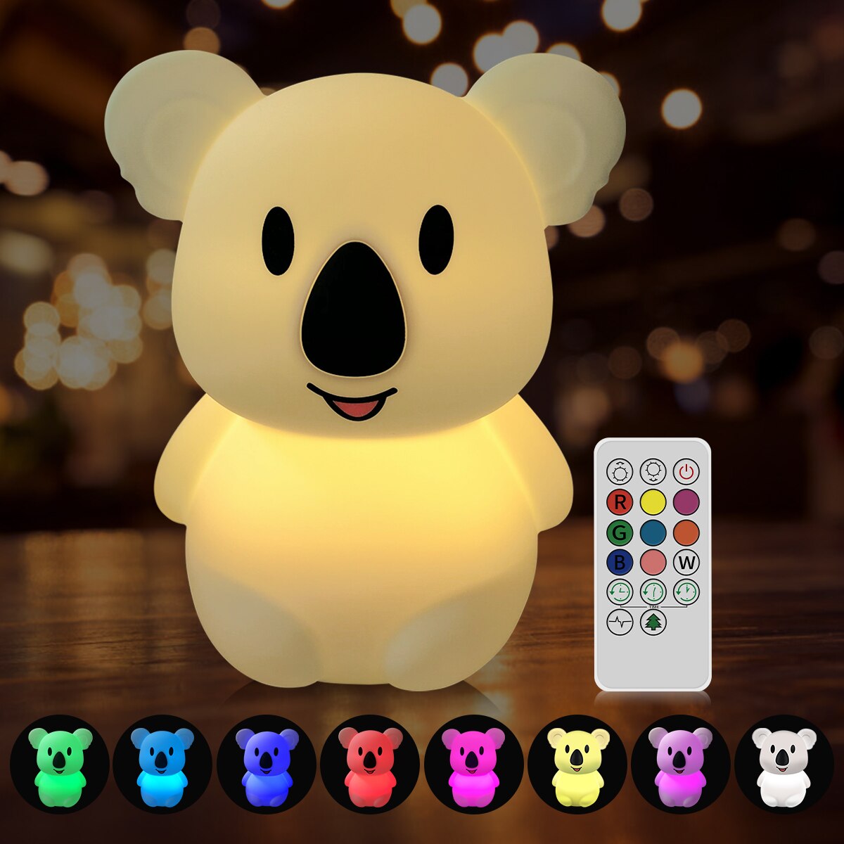 Led Nachtlampje Kind Creatieve Speelgoed Lichtgevende Leuke Koala Siliconen Baby Lamp Touch Sensor Slaapkamer Decor Kids Voor meisje