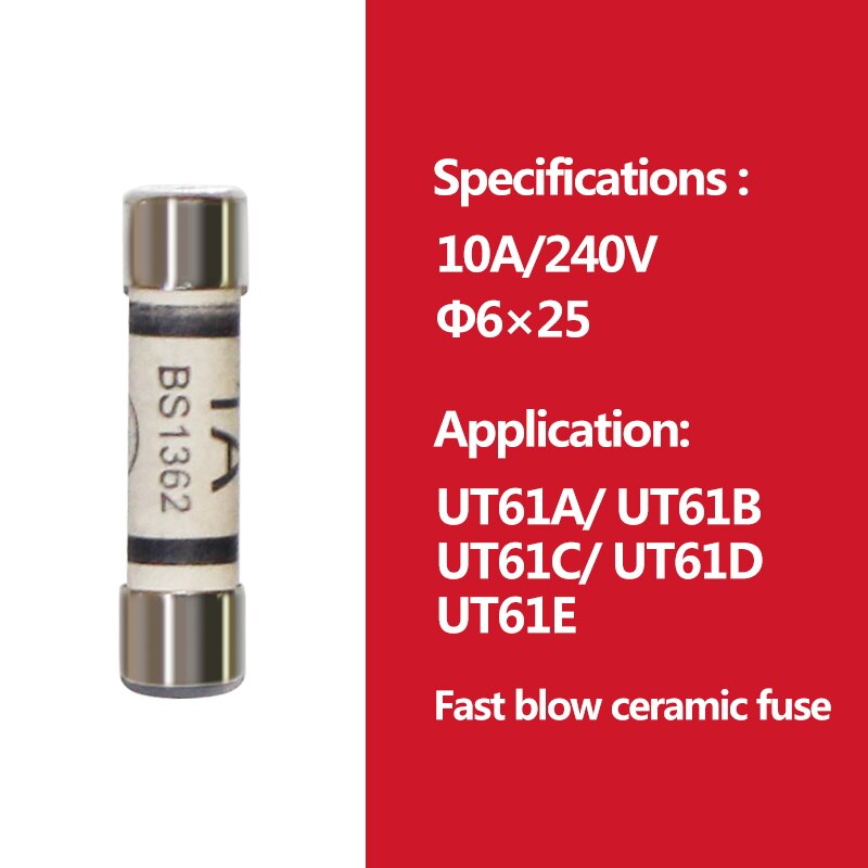 2 stücke UNI-T Patrone Fuse Flink Sicherung Porzellan Rohr Für Uni-t Multimeter UT61 UT139 UT890 UT39 UT105 UT171 Serie: 10A 240V