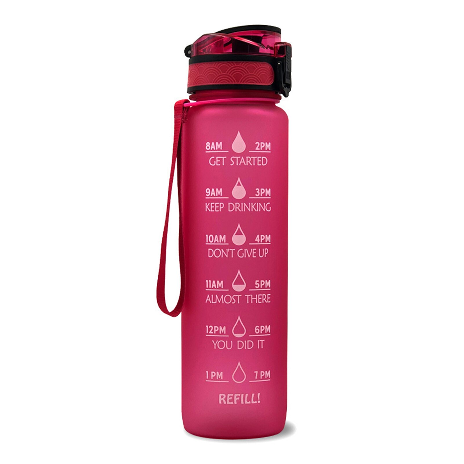 Sport Water Fles Met Tijd Marker Drinken Waterkoker Fitness Sport Fles 1L Water Jug Camping Kantoor School Gym Workout: Red