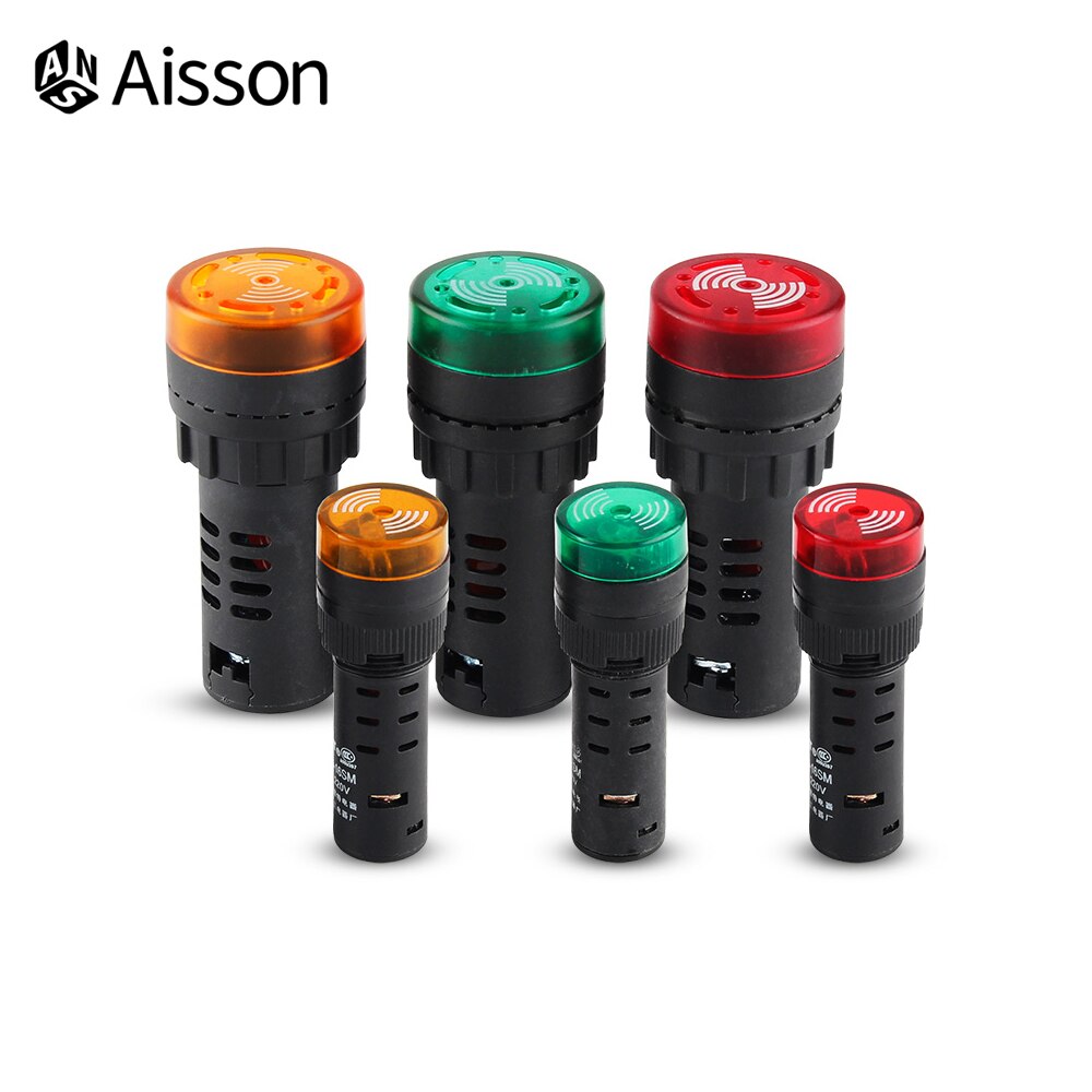 AD16-22SM Flash Signaal Led Actief Buzzer Beep Alarm Indicator 12V 24V 220V 16Mm Rood Groen geel