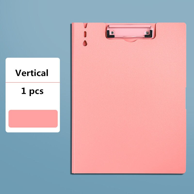 Retro Single-Double Clip Morandi A4 File Folder Writing Board Organizer for Documents Diary Planner Office Stationery Storage: B-Pink