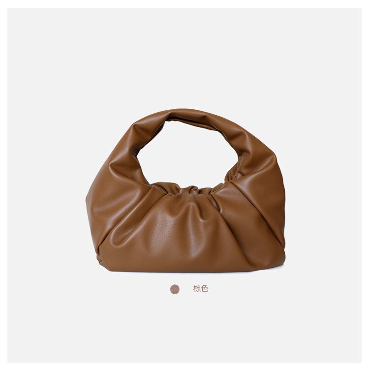 Hobos taske pu læder plisseret underarm skulder taske dumpling pose totes håndtaske vintage retro ruched pillow bag: Kamel