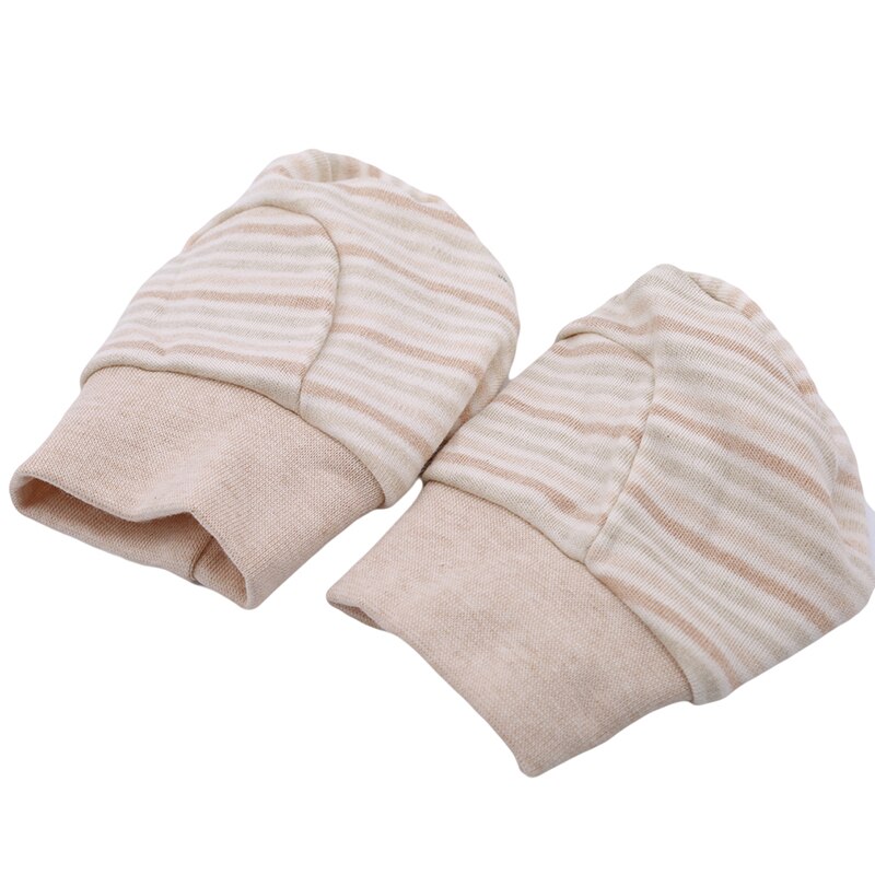 Newborn Protection Face 100% Cotton Anti Scratching Gloves Foot Cover Baby Striped Glove Cartoon Pattern Anti-grasping Gloves