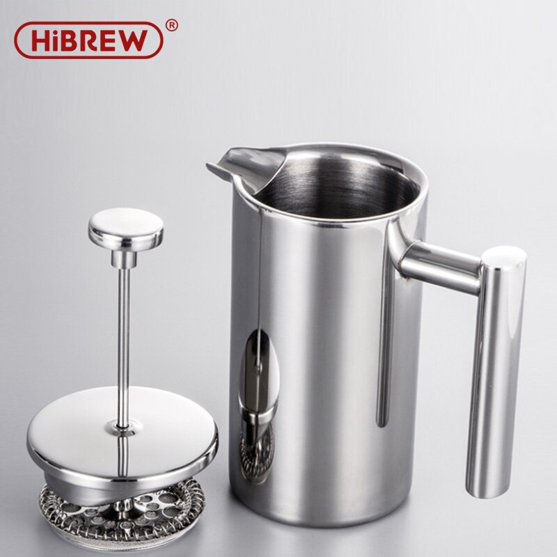 Hibrew fransk presse kaffemaskine rustfrit stål kaffe percolator pot, manuel filter husholdning kaffekande: 800ml gryder