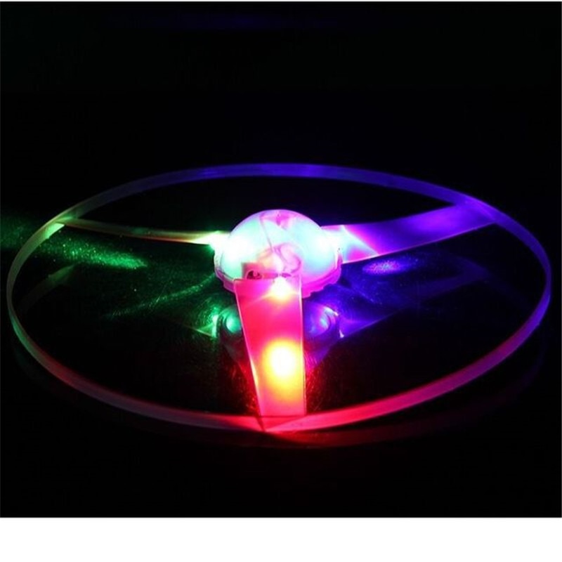 unny Spinning Flyer Luminous Flying UFO LED Light Handle Flash Flying Toys for Kids Outdoor Game Color Random