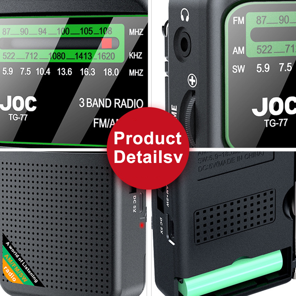Radio de bolsillo de emergencia Radio FM AM SW La mejor recepción Radio con pilas Tipo C recargable con pantalla HD para personas mayores