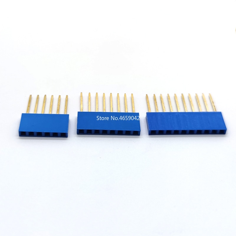 10 stk 2.54mm stablebare lange ben hun-header 2/3/4/5/6/8/10/15p enkeltrads kobling flerfarget uttak for arduino pcb