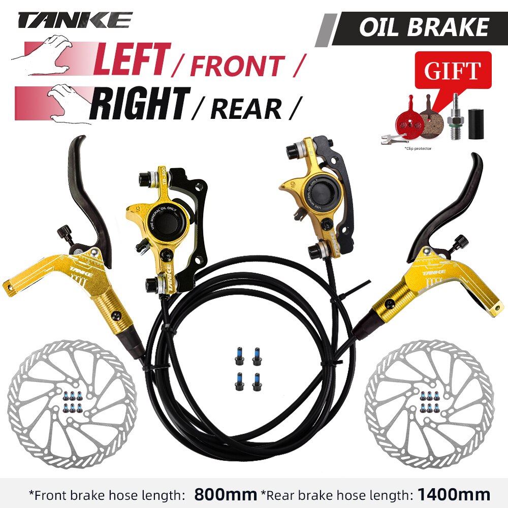 TANKE-Juego de frenos de disco hidráulicos para bicicleta de montaña, rotores de 160mm, placa de pinza de aceite, abrazadera delantera y trasera para bicicleta de montaña, mango de 22,2mm, un pilar: Castaño