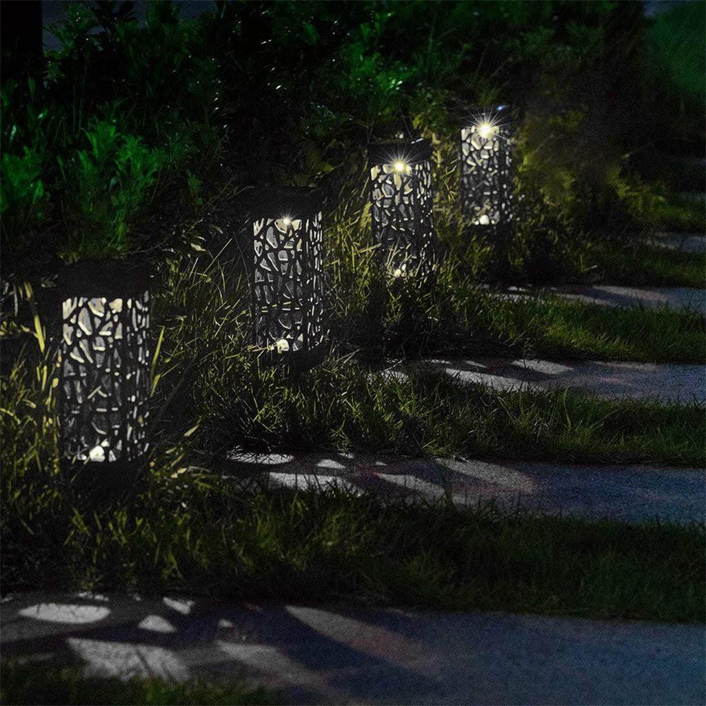 4/6 stk ledet solpæl lys lanterne soldrevet sti lys dekorativ udendørs græsplæne til have gårdhave vandtæt #10: Hvid 4 stk