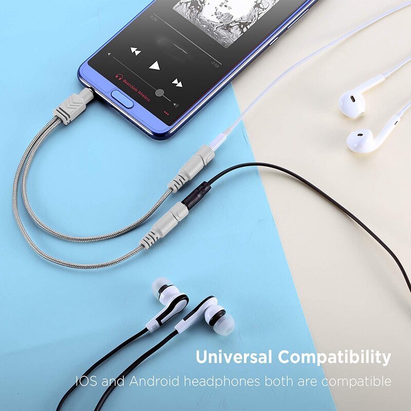 Hörlursdelare, aux splitter kabel för headset stickad 3.5mm splitter 2- way o splitter stereo oy kabel producerar equ