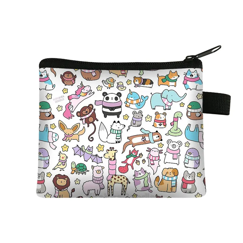 Simpatico gattino gatti/cuccioli stampa portamonete per adolescenti borse da scuola per bambini bambini donne per viaggio borsa portamonete d'argento portatile: lqbxchongwu10