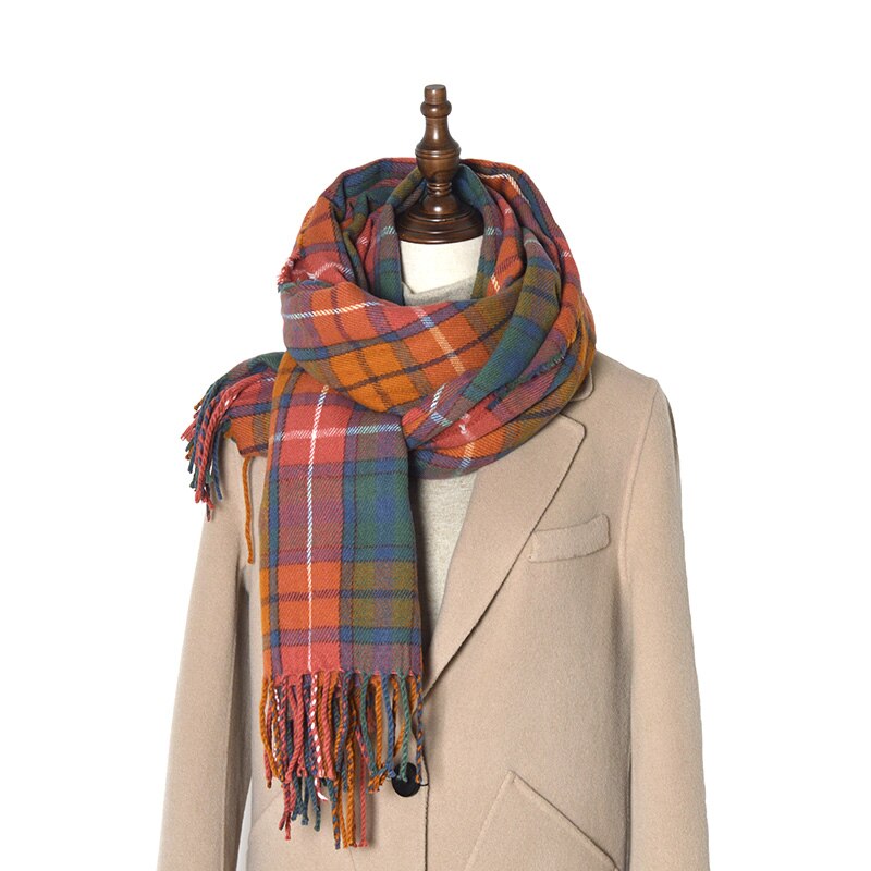 Bufanda de clásica para hombre y mujer, pañuelo de invierno a cuadros escoceses, cálido, informal, a la , de imitación de Cachemira, novedad de: 10