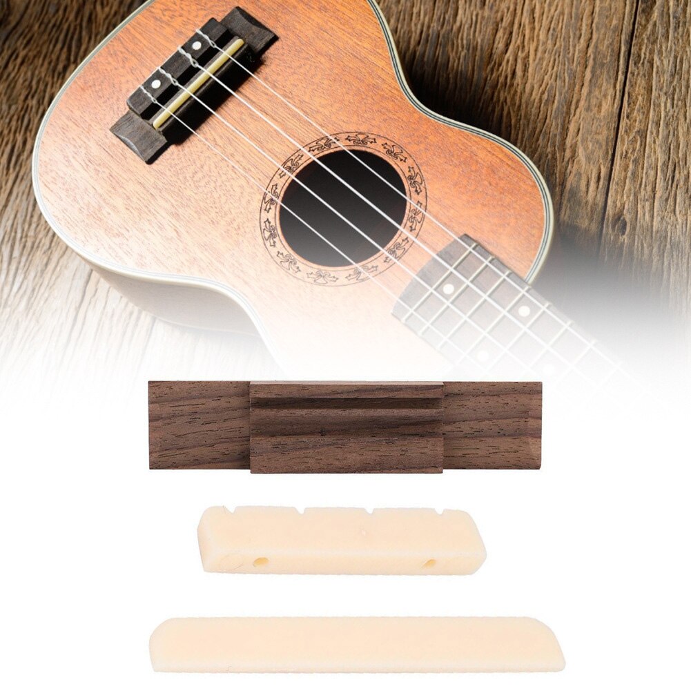 110mm Saddle Slotted Ivory Nut Replacement Practical Ukulele Bridge Set Home Rosewood Accessory DIY Universal