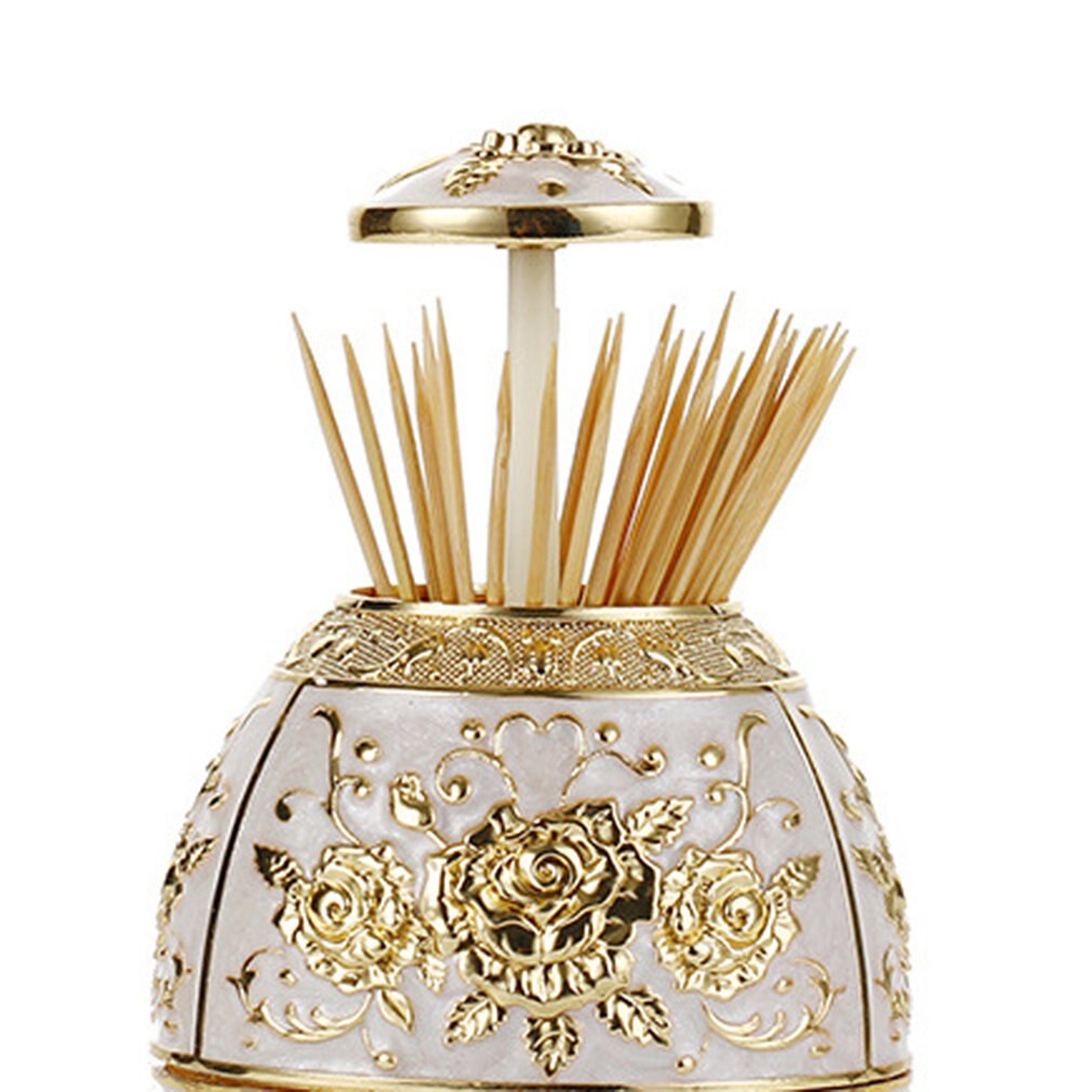 Metal Zinc Alloy Toothpick Holder Flower Pattern Holder Metal Toothpick Dispenser Box Organizer Bar Hotel Usage