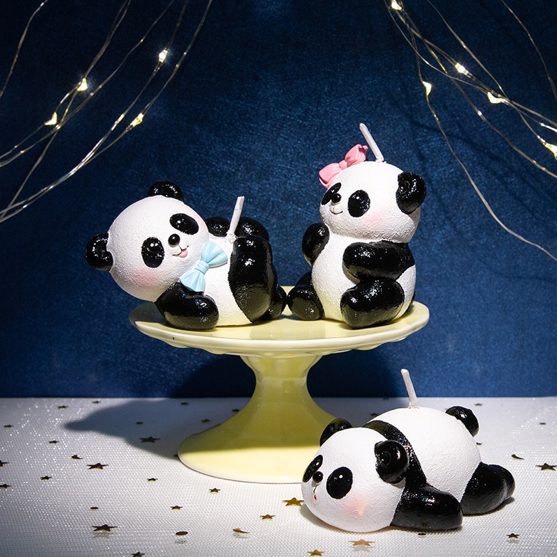 Tecknad panda ljus födelsedagstårta dekorativ dekoration djur fest ljus första året retur djur tema