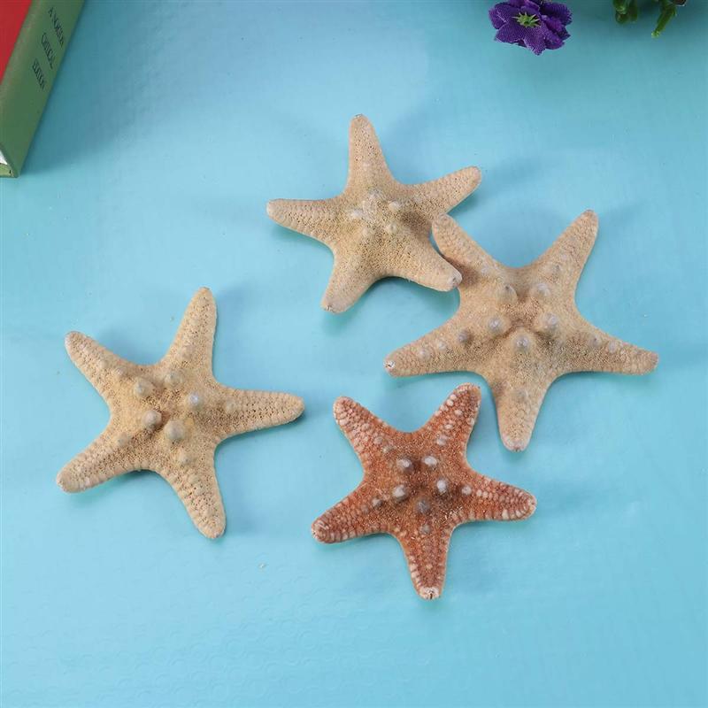 4Pcs Sea Star Carfts Decoratie Diy Strand Huisje Decor Zee Shell Voor Bruiloft Fotografie Party Home Decoratie (4-6Cm)