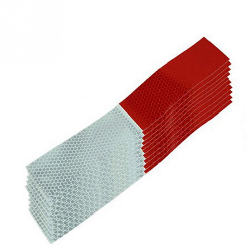 Autocollant réfléchissant pour voiture, 5x30cm, bande réfléchissante pour accessoires pour voiture, sécurité de conduite, rouge et blanc, 10 pièces