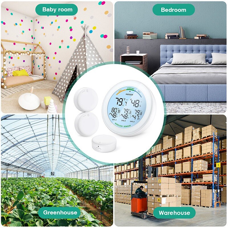 Wireless Thermometer LCD Display Indoor Outdoor Sensor Temperature Sensor Indoor Digital Hygrometer Thermometer